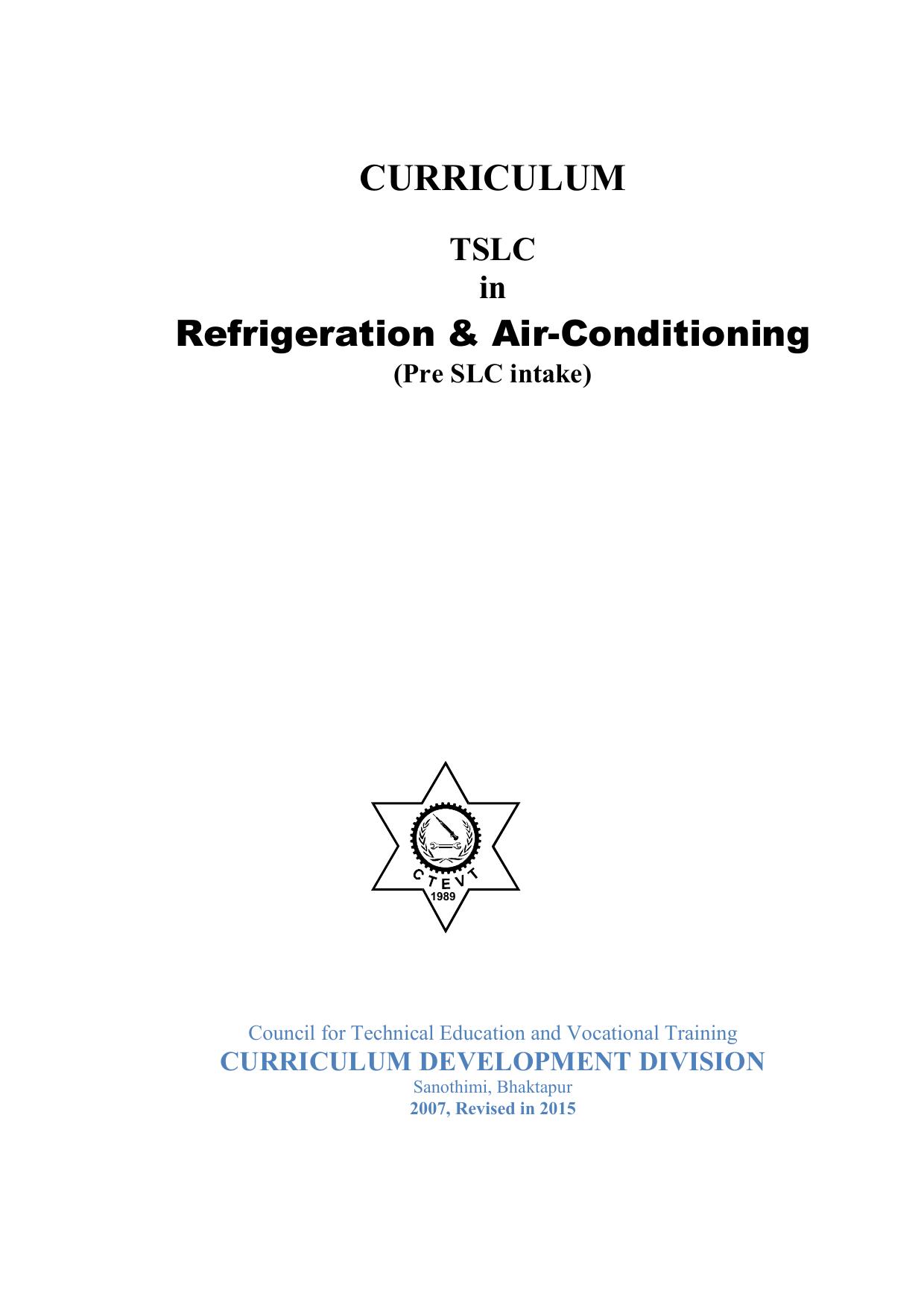 TSLC in Refrigeration and Air-Conditioning, 2016